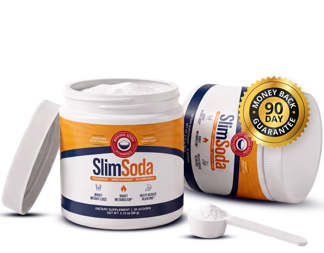 SlimSoda supplement containers with serving scoop
