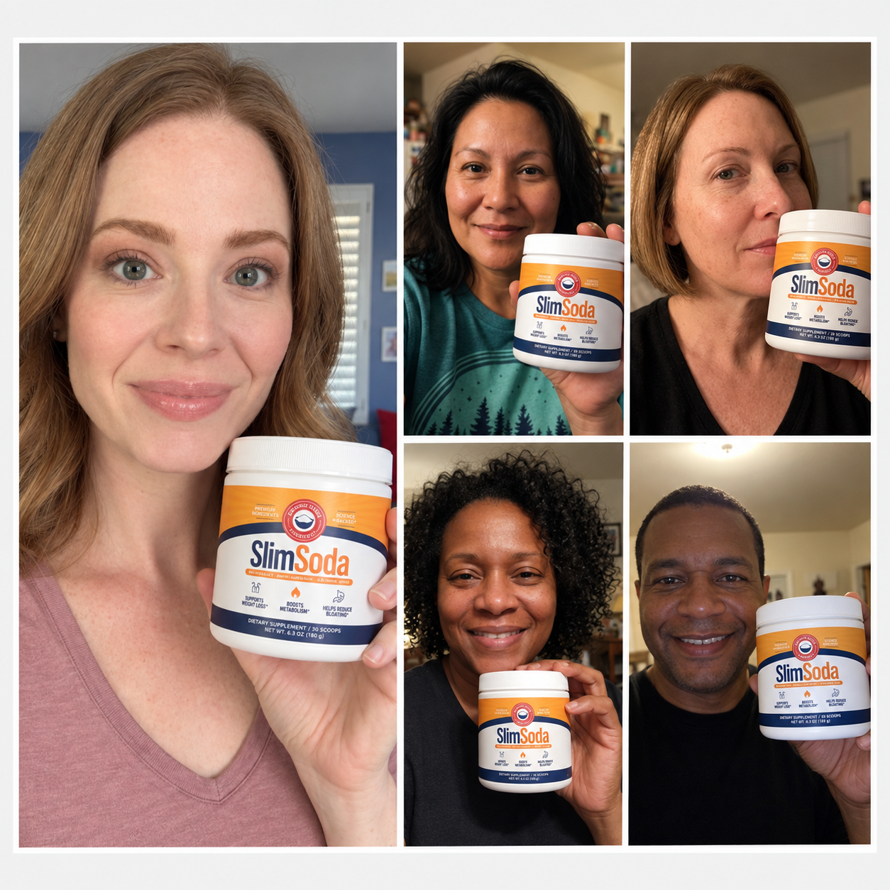 People holding jars of SlimSoda at home